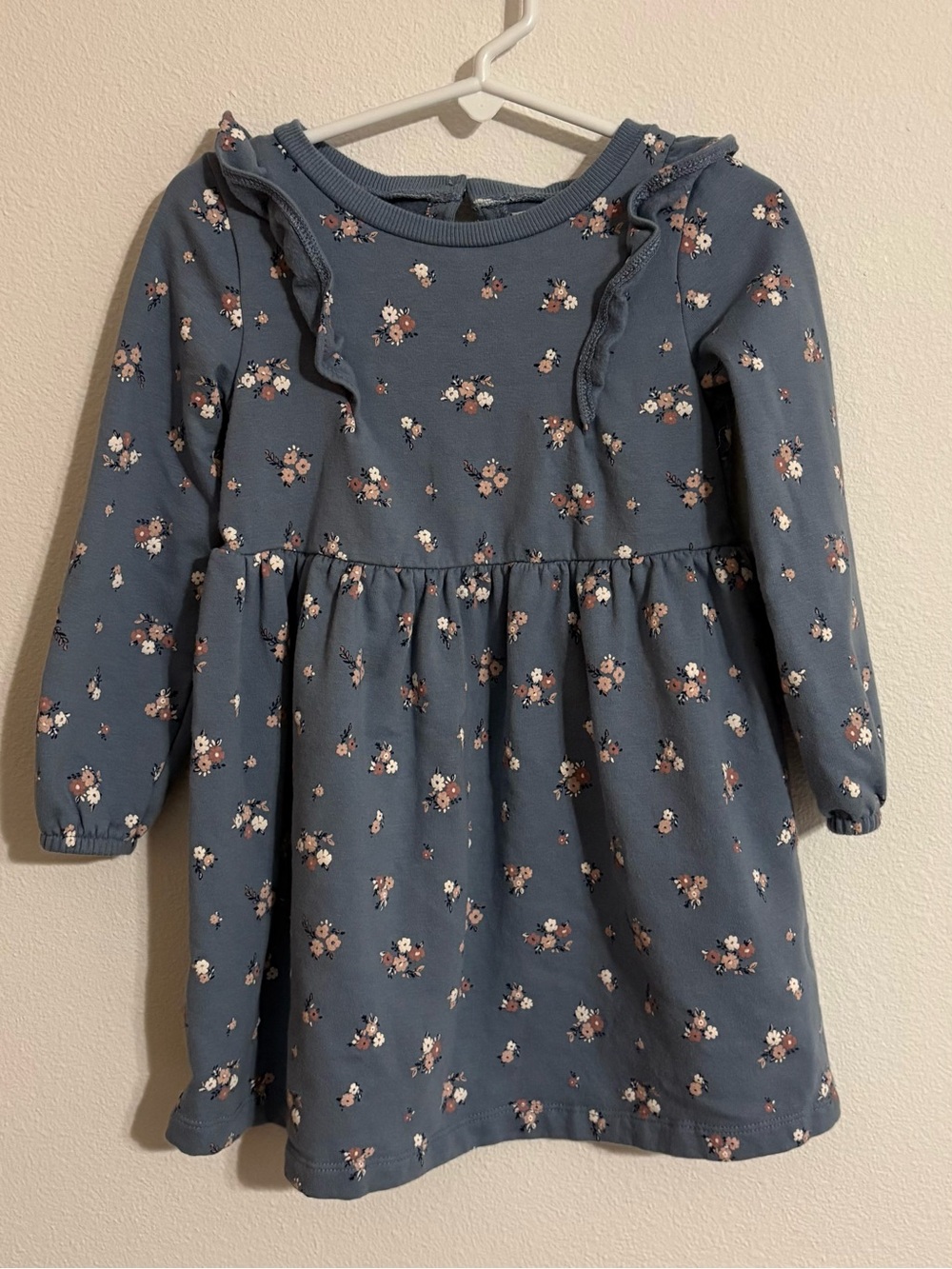 Carters Little Planet Blue Floral Long-Sleeve Dress size 3T (75% organic cotton)